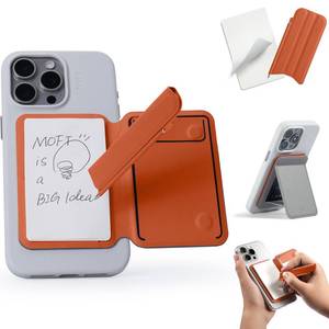 lot 27776 image: MOFT Action Inspiration MagSafe Phone Stand, Magnetic Notepad Stand Compatible with iPhone 16 Series and Other Phones with Two Types of Notepad and Magnetic Invisible Pen, Taupe  Sunrise - Retail $40