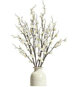 lot 27782 image: 4 Pcs Cherry Blossom Branches White Fake Flowers Spring Decorations for Home Decor, Artificial Flowers Long Stem Branches for Vase Wedding Office Party Table Decor Centerpieces - Retail $22