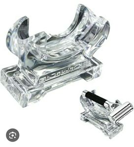 lot 27787 image: Acrylic Mens Razor Stand Holder, Stable Storage Bracket Bathroom Countertop Organizer, Easy Clean, Compatible with Gillette Fusion 5 Power, Merkur 23C, Shaving Revolution (Clear) - Retail $30