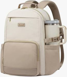 lot 27797 image: Laptop Backpack for Women with Pouch Pocket for Large Capacity Cup,15.6 Inch Laptop Computer Bag Travel Backpack Purse,Waterproof Work Business Backpack College Teacher Bags,Beige-Khaki - Retail $33