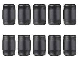 lot 27806 image: 10 Pack 1 Inches x 2 Inches Black Malleable Steel Nipples Fitting, DIY Steampunk Industrial Vintage Style. - Retail $14
