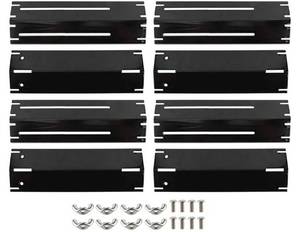 Universal Replacement Heavy Duty Adjustable Porcelain Steel Heat Plate Shields, 4 Sets BBQ Heat Plate Shields, Burner Cover Flame Tamer for Charbroil - Retail: $64