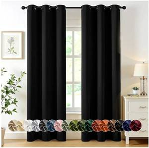 lot 27808 image: MIULEE Blackout Curtains for Bedroom Living Room 2 Panels, Thermal Insulated Room Darkening Drapes Grommet Noise Reducing Light Blocking Window Treatments 84 Inches Long 40x84 Inch Black - Retail $12