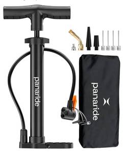 lot 27823 image: Bike Pump Floor, Advanced Bike Tire Inflator, Bicycle Hand Air Pump with Dual Presta and Schrader Valves, Handheld Pump, Suitable for Road and Mountain Bikes, Baby Stroller, Balls - Retail $10