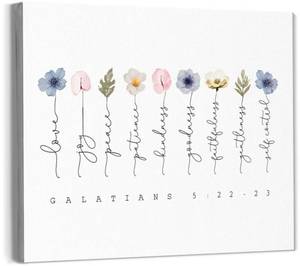 lot 27841 image: Scripture Bible Verses Wall Art Decor, Galatians 5 22-23 Bible Decor for Prayer Room, Serenity Prayer Wall Art 11x14 framed - Retail $17