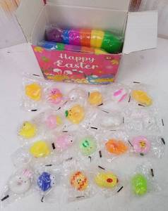 lot 27852 image: 24Pcs Easter Mochi Squishy Toys Stress Relief Squishies for Kids Boys Girls Toddlers Easter Basket Stuffers Egg Fillers Gifts Party Favors - Retail $12