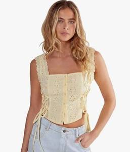 lot 27853 image: Nasty Gal Womens Soft Corset Broderie Lace Up Side Top, Size 4. - Retail $14