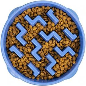 lot 27869 image: Outward Hound Fun Feeder Slo Bowl �� Large 4��Cup Capacity, Slow Feeding, Medium to Large Dogs, Non��Slip, Blue, Notch Pattern - Retail $7