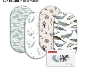 lot 27878 image: Baby Bassinet Sheets 4 Pack, Breathable Cozy Fitted Mattress Sheet, Elastic Travel Crib Fashionable Pattern, Standard Cradle Safe Sheets for Baby Boys Girls 32x16 (Marine) - Retail $20
