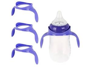 lot 27879 image: Baby Bottle Handles for Lansinoh Baby Bottles, Compatible Ergonomic Lansinoh Bottle Holder for Newborn, 3 Pack, Purple - Retail $7