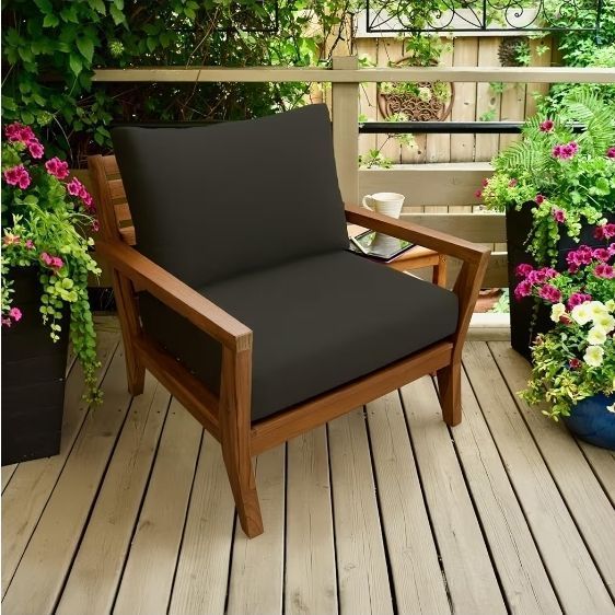 lot 20675 image: 20672 Sunbrella Black Outdoor Deep Seat Cushion Set - Retail $120