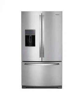 lot 102 image: Whirlpool French Door Refrigerator with Ice and Water Dispenser - Retail $2,900