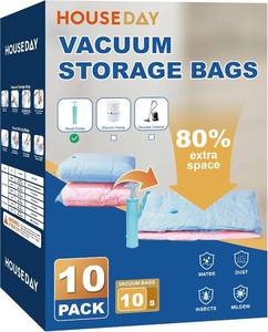 lot 2024 image: HOUSE DAY 10 Small Vacuum Storage Bags with Pump, Space Saving, Reusable