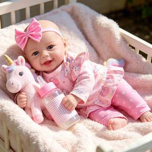 lot 2033 image: EKOKIZ Lifelike Reborn Baby Doll 17-Inch Realistic Soft Body with Clothes