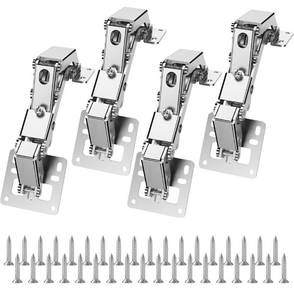 lot 2049 image: 4 Pack 170 Degree Soft Close Cabinet Hinges, Smooth Hidden Frameless Slow Close Cabinet Hinges Self Closing Concealed Hardware Surface Mount Hinge for Corner Cabinet Kitchen Cupboard Wardrobe