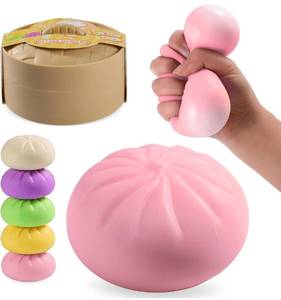 lot 2061 image: Dumpling Squishy Mystery Box, Mystery Dumpling Squishy Squeeze Stress Balls for Kids & Adults, Sensory Fidget Toys for Anxiety Relief, Crazy Fun Dumplings Ideal Gift for Boys,Girls,Teens(Pink)