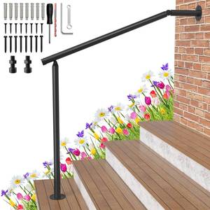 lot 2080 image: Hand Rails for Outdoor Steps 2-3 Step Deck Railing Kit Wall Floor Mounted Wrought Iron Handrails Deck Rail Kit Exterior Hand Railings for Seniors Indoor Stairs Porch Railing