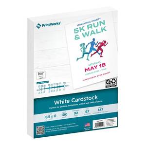lot 2084 image: PrintWorks White Cardstock 8.5 x 11 - 67 lb147 gsm Vellum Bristol - 100 Sheets - Made in the USA - SFI� Certified - 92 Bright - Card Stock Printer Paper for School, Craft, & Office Use (00540)