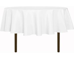lot 2092 image: sancua 60 Inch Round Tablecloth (Fits 20-48 Inch Tables), Water Resistant Spill Proof Washable Polyester Table Cloth Decorative Fabric Table Cover for Dining, Buffet Parties and Camping, White