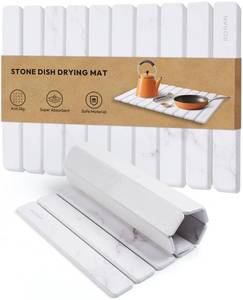 lot 2093 image: Stone Drying Mat for Kitchen Counter, 24(L)x16(W), Drying Matt Kitchen Counter, Stone Dish Drying Mat, Foldable Diatomaceous Earth Mat