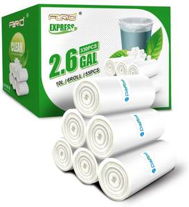 lot 2099 image: FORID Clear Small Trash Bags, 2.6 Gallon Garbage Bags, Wastebasket Bin Liners 330 Count Plastic Trash Bags for Bathroom Bedroom Office Garbage Can 10 Liters - Durable & Thick Trash Bag