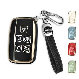 lot 2102 image: MILD EAST for Land Rover Key Fob Cover with Keychain, Car Key Case Shell Protector 5 Button for  Range Rover Evoque Sport Velar  Land Rover Discovery LR4 a9  Jaguar F-Pace F-Type XE XF XJ , Black
