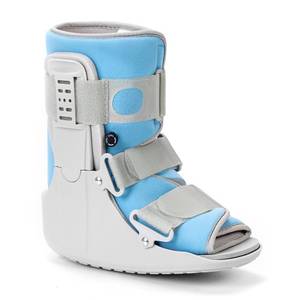 lot 9873 image: Jewlri Walking Boot for Broken Foot, Air Cam Walker Boot for Foot Injury Adjustable Fracture Support for Sprained Ankle, Grey Shell with Light Blue Lining for Women Small