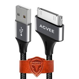 lot 9876 image: AGVEE 2 Pack 3ft USB-C to 30 Pin Cable for Old iPhone 44S iPad 123 iPod, Braided Metal Shell Type-C to 30Pin Adapter Charging Charger Data Cord, Dark Gray