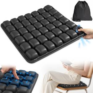 lot 9885 image: Upgrade Airplane Seat Cushion with No External Air Pump, Travel Cushion for Long Flights, Portable Wheelchair Cushions, Adjustable Air Cushion with Non-Skid Bottom Relief Discomfort in Coccyx