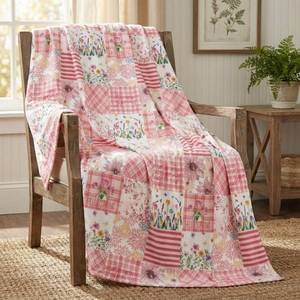 lot 9893 image: Horaldaily Spring Summer Flannel Blanket Throw, Pink Flowers Patchwork Soft Fuzzy Plush Cozy Fleece Blankets for Couch Sofa Bed Lounging, Ideal Gifts for Kids Adults Self, 50x60