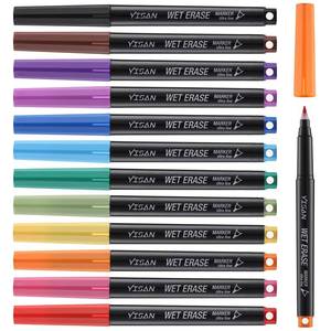 lot 9910 image: YISAN Ultra Fine Tip Magnetic Wet Erase Markers, 0.7mm Low Odor, 12 Assorted Colors for Whiteboard Use in Office, Home or Planning Board,70580