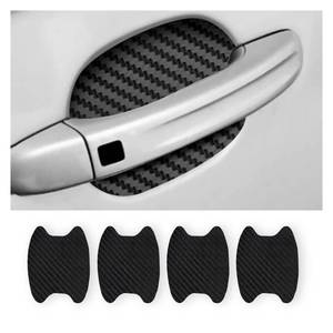 lot 9936 image: 4PCS Sticker, Carbon Fiber Anti-Scratches Car Door Cup Protector, Non-Marking Auto Door Handle Protective Film, Universal for Most Car Handles (Black4PCS)