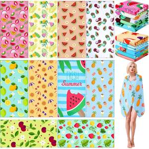 lot 9941 image: FuWeave 10 Pack Microfiber Beach Towel 28 x 55 Inch Oversized Large Quick Dry Thin Beach Towels for Pool Camping, Sand Free Lightweight Blanket for Women Adults Travel Swimming Sport (Fruits Style)