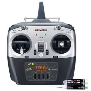 lot 9946 image: Radiolink T8FB 8 Channels 2.4GHz RC Remote Transmitter and R8EF Receiver APP Parameter Setup Dual Stick Controller for RC Airplane Aircraft Boat Car and More(Mode 2)