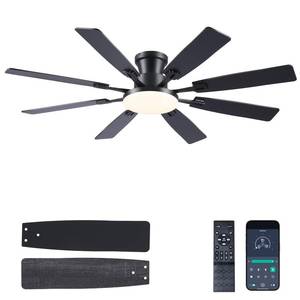 lot 9965 image: JSAITEE 60Inch Ceiling Fan with Lights and Remotes, Large Low Profile Flush Mount Ceiling Fans,DC Reversible Motor, 3CCT Dimmable,Noiseless,Dual Finish, Black 6 Speeds Ceiling Fan for IndoorOutdoor