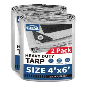 lot 9977 image: TARPAL Small Tarps 4x6 Feet(2-Pack) Heavy Duty Tarp 10.5Mil Multipurpose Protective Cover Waterproof,Snow or UV Protection,Durable Reinforced Edges,SilverBlack