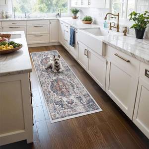 lot 9980 image: 2x5 Washable Hallway Runner Rug Indoor Farmhouse Non-Slip Entry Kitchen Rugs Oriental Thin Light Weight Carpet for Living Room Bedroom Soft Water Resisitant Floor Mat for Bathroom Laudry(2X5,Brick)