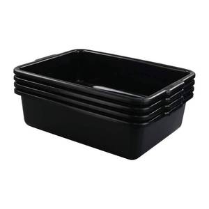 lot 9984 image: Zerdyne 13 L Plastic Commercial Bus Tubs, 4 Pack Rectangular Washing Up Bowl, Black