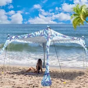 lot 9989 image: Buheco Beach Tent Pop Up Shade 7x7.5ft Beach Canopy Sun Shelter UPF50 with 4 Foldable Poles Portable Carrying Bag Sand Shovel Ground Pegs Windproof Ropes for Outdoor Family Camping Fishing Picnic Purple