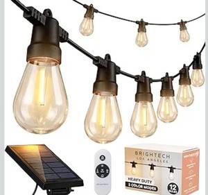 lot 9991 image: Brightech Ambience Pro 27-Ft Solar String Lights for Outside - Super Bright Remote Control Color Adjustable Outdoor String Light - Commercial Grade String, Waterproof LED for Patios, Camping, 12 Bulbs