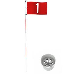 lot 9630 image: THIODOON Golf Flagstick 6ft Golf Flag and Cup for Yard Pro Detachable Golf Hole Cup and Flag for Driving Range Backyard Upgrade Anti-Rust Glass Fiber 5-Section Design with Connectors
