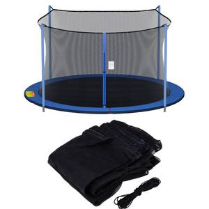 lot 9632 image: SPORTYOUTH Trampoline Net Replacement Safety Enclosure for 14 ft 4 Straight Poles Round Frame Trampolines, Breathable Weather-Resistant Tear-Proof Netting with Adjustable Straps, NET ONLY