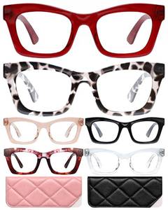 lot 9639 image: CCVOO 2.0 Stylish Reading Glasses for Women, Stylish Eyeglasses, Blue Light Readers for Women, Cheaters, (A7 Runway Rouge)