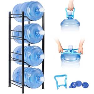 lot 9646 image: Klvied 5 Gallon Water Jug Holder,4-Tier Heavy Duty Water Jug Rack for Water Bottle Organizer, Detachable Water Bottle Storage Rack, 5 Gallon Water Cooler Jug Rack for Kitchen, Office, Living Room