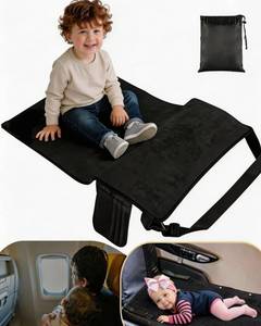 lot 9658 image: Large Size BlackToddler Airplane Bed, Portable Airplane Seat Extender Travel Bed for Kids, Soft Baby Plane Travel Essentials for Flying, Toddlers Long Flight Must Haves Footrest