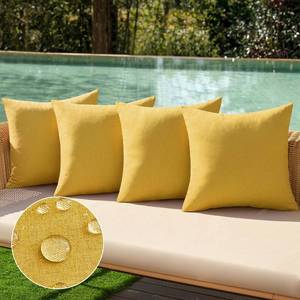 lot 9665 image: MIULEE Pack of 4 Decorative Outdoor Throw Pillow Covers Linen Waterproof Pillow Covers Summer Farmhouse Cushion Cases for Patio Garden Tent Balcony Couch Sofa 18x18 Inch Yellow