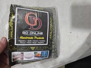 lot 9669 image: GDONLINE Indian Handmade Quilt Indian Silk Sari Kantha Quilted Patchwork, Silk Kantha Blanket Throw, Boho Vintage Bedspreads SilverGray 60 x 40