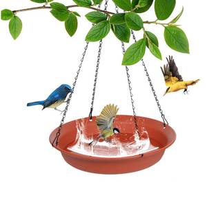 lot 9670 image: VUWEZ Hanging Bird Bath, Hanging Bird Water Feeder for Outdoors, Feeder Bowl, 1 Pack Birdbath Tray Accessories for Outside, Plastic Birdbaths Tray for Garden Patio Decoration (14, Terra Cotta)