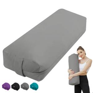 lot 9685 image: TokSay Rectangular Yoga Bolster Pillow, Meditation Pillow for Yin & Restorative Yoga, Filled with Recycled Sponge (Gray)