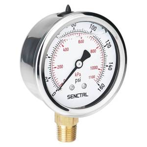 lot 9686 image: SENCTRL 160 Psi Lead-Free Glycerin Liquid Filled Low Pressure Gauge, 2.5 Dial Size, 14 NPT Lower Mount, Stainless Steel Case, for Home Potable Water Pump, Air, Well, RV Hose, Pressure Test
